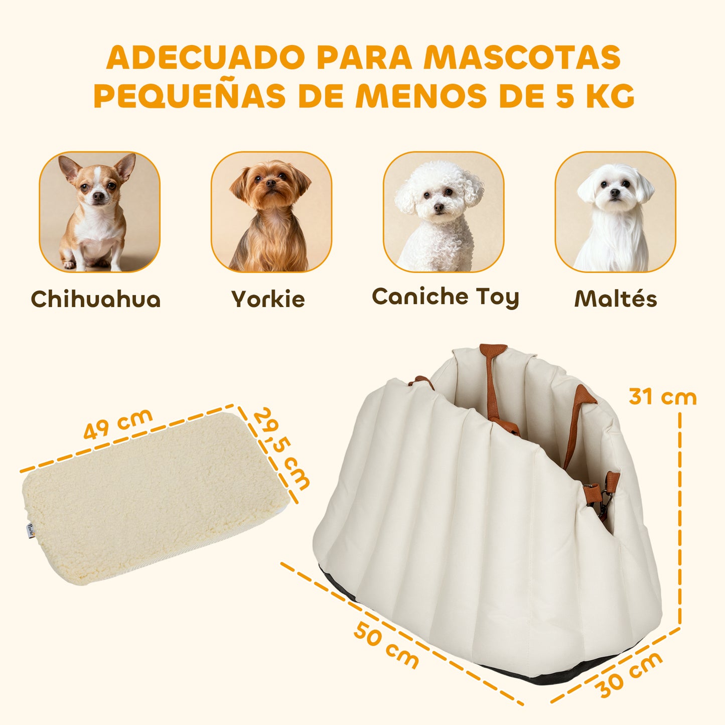 Pawhut Asiento De Coche Para Perros Pequeños_2