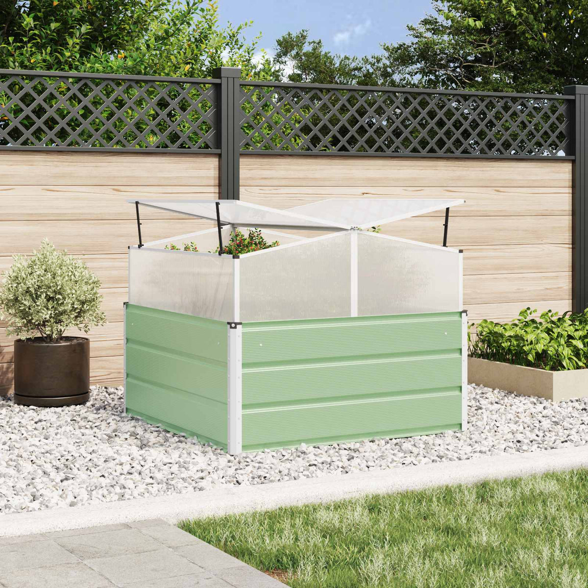 Jardinera Verde Pastel 100 X 100 X 77 Cm Acero Galvanizado_1