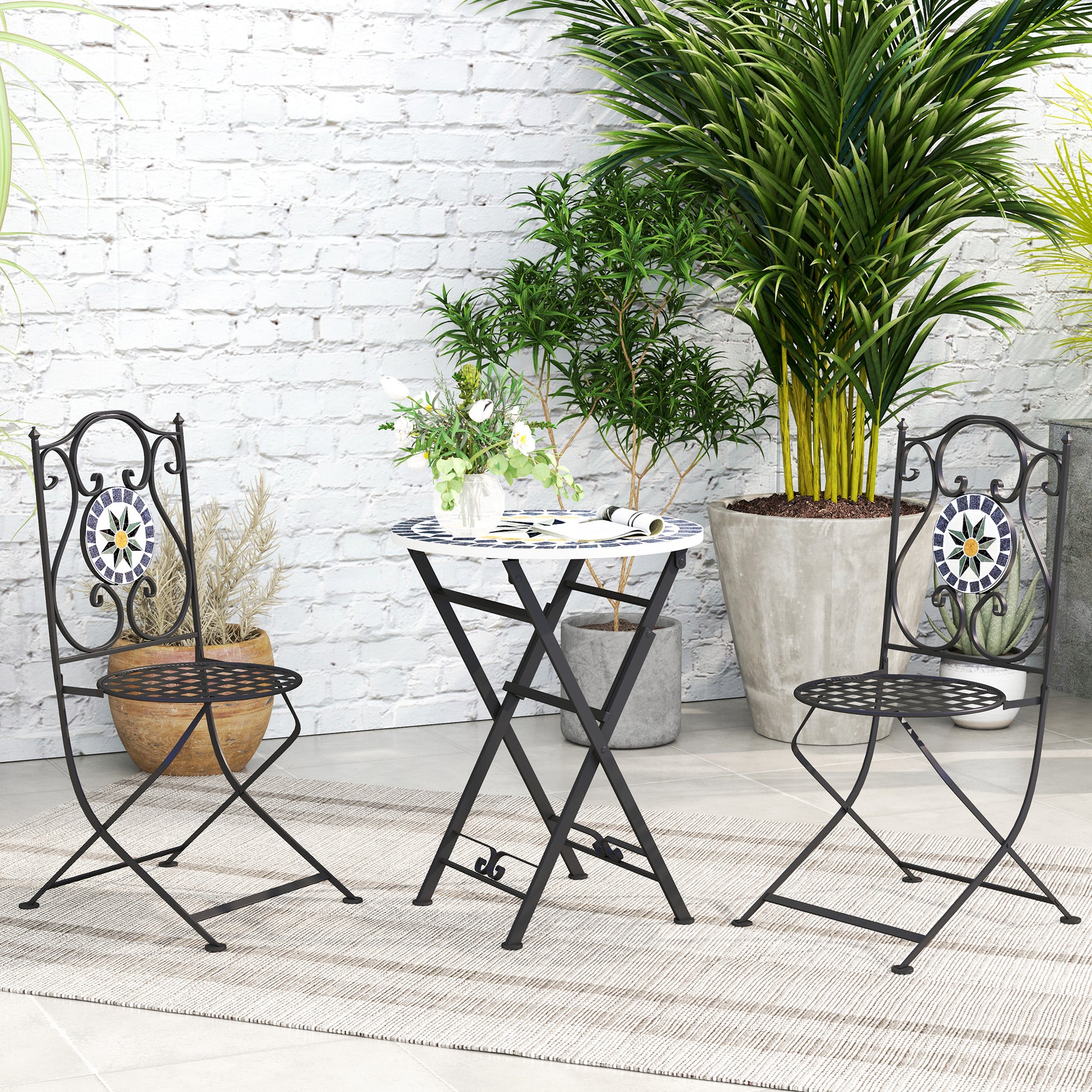 Outsunny Conjunto De Jardín Exterior De 3 Piezas Para Terraza Patio Multicolor_3
