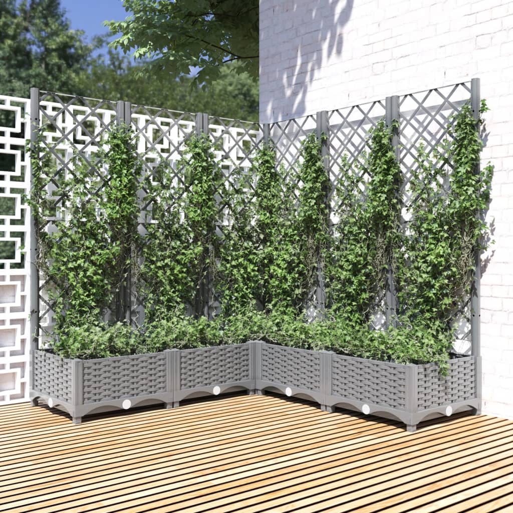 Jardinera Con Enrejado Pp Gris Claro 120x120x121,5 Cm_1