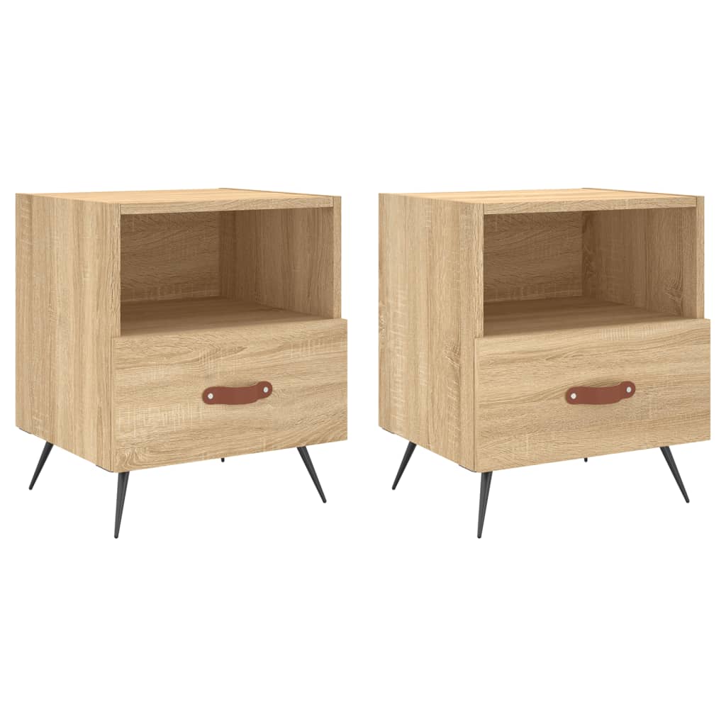 Mesita Noche 2 Uds Madera Ingeniería Roble Sonoma 40x35x47,5 Cm_0