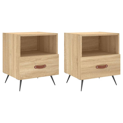 Mesita Noche 2 Uds Madera Ingeniería Roble Sonoma 40x35x47,5 Cm_0