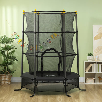 Homcom Cama Elástica Infantil Ø163 Cm Con Red De Seguridad Negro_1