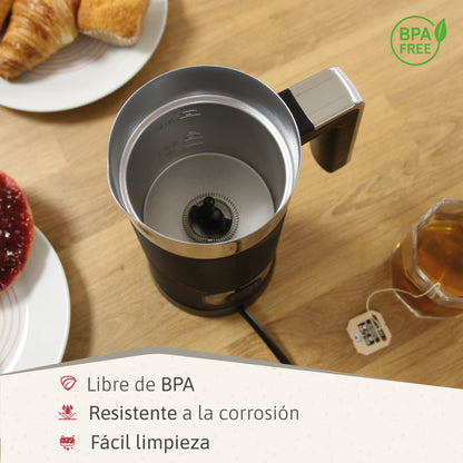 Briebe Elegance Espumador Leche Eléctrico Calentador Espuma Fría/caliente 130ml Leche Caliente 300ml, Mf1172blk, Negro_3