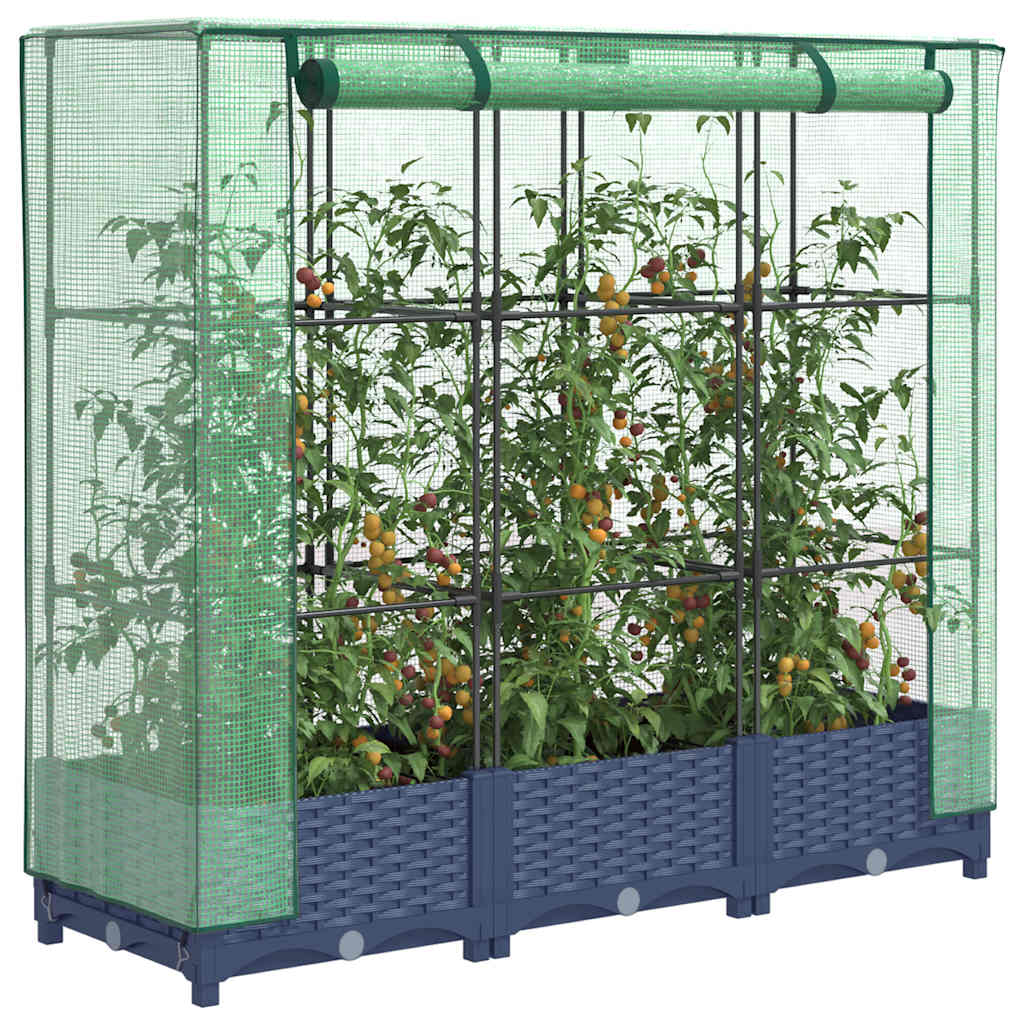 Jardinera Elevada Con Cubierta De Invernadero Aspecto Ratán 120x40x123 Cm_1