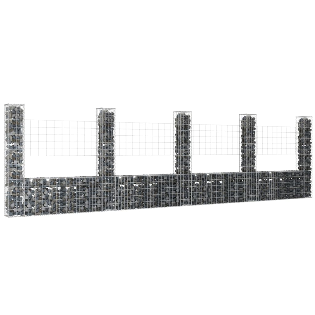Cesta De Gaviones Forma De U 5 Postes De Hierro 500x20x150 Cm / Vetonek_3