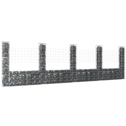 Cesta De Gaviones Forma De U 5 Postes De Hierro 500x20x150 Cm / Vetonek_3