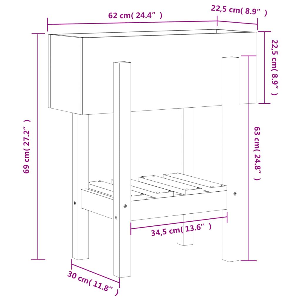 Vidaxl Jardinera Madera Maciza De Abeto Douglas 62x30x69 Cm_2