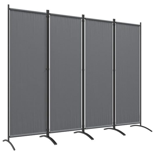 Outsunny Biombo Separador De Ambientes De 4 Paneles Plegable 221x172 Cm Gris_0