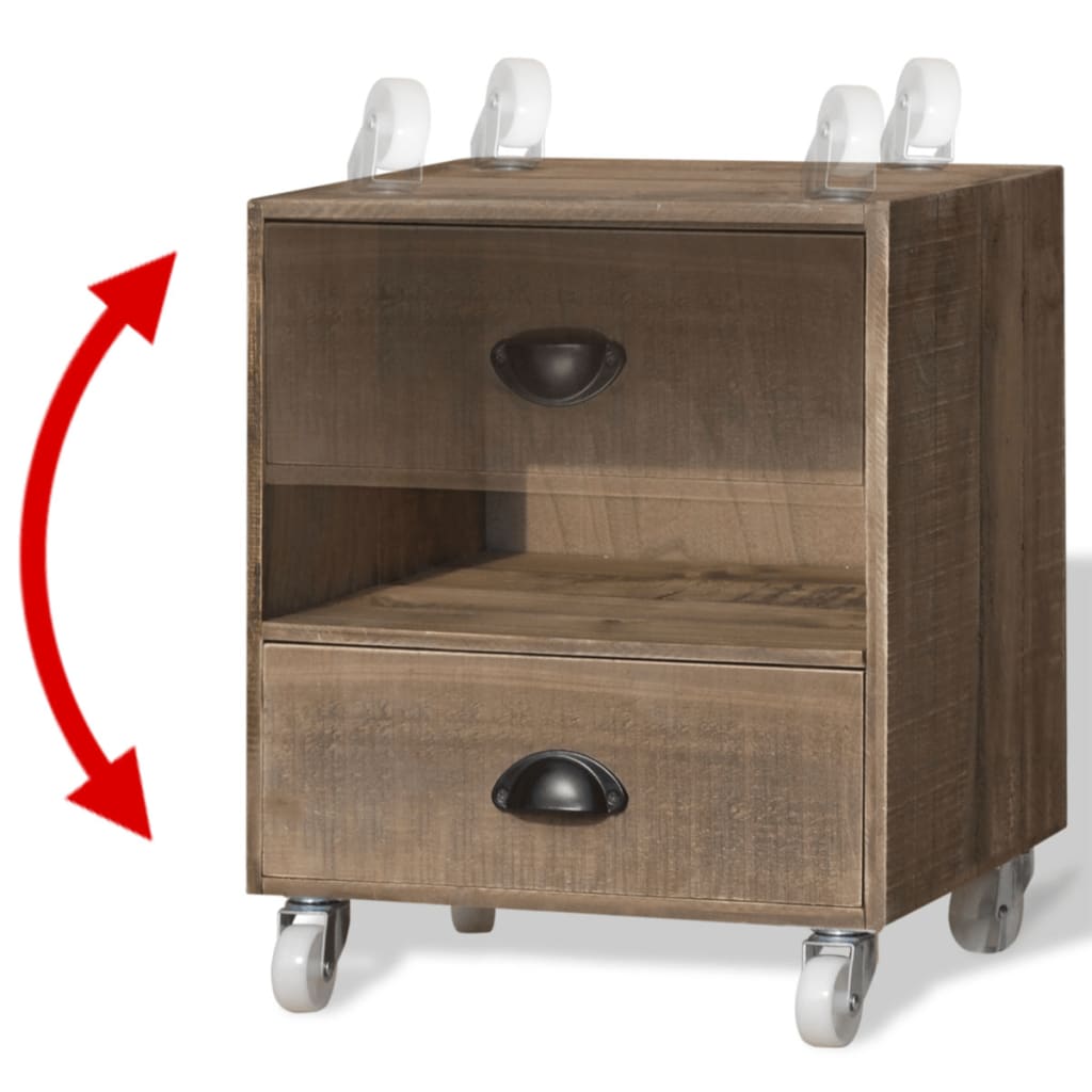 Mesita De Noche Marrón Madera Maciza_4