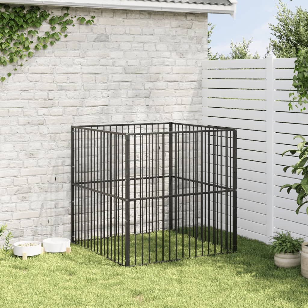 Corralito Para Perros Con 4 Paneles Acero Galvanizado Negro_2