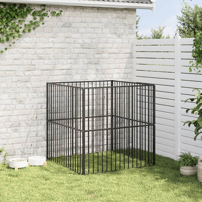 Corralito Para Perros Con 4 Paneles Acero Galvanizado Negro_2