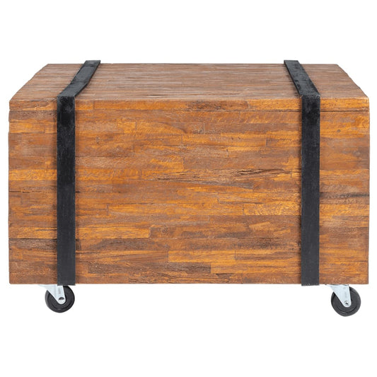 Mesa Auxiliar De Madera De Teca 60x60x38 Cm_0