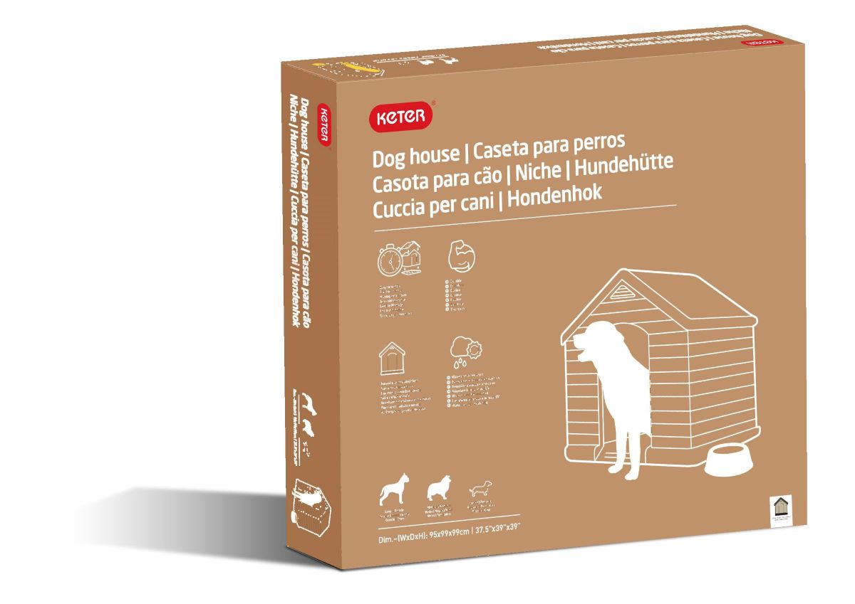 Keter Caseta De Perro Marron Exterior Grande Para Jardín Y Terraza Hecha En Resina Resistente 95x99x99 Wxdxh Cm_3