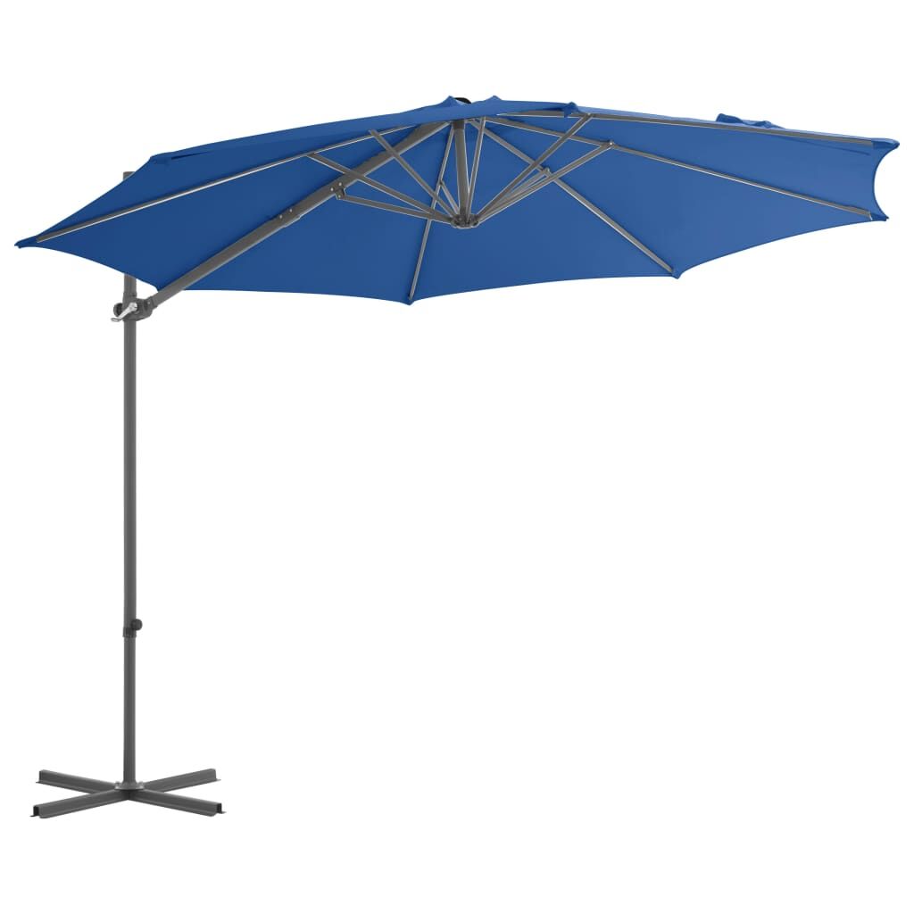 Vidaxl Sombrilla De Jardín Voladiza Palo De Acero Azul Azure 300 Cm_1