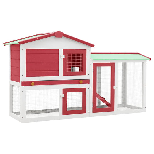 Vidaxl Jaula De Animales Grande Madera Rojo Y Blanco 145x45x84 Cm_0