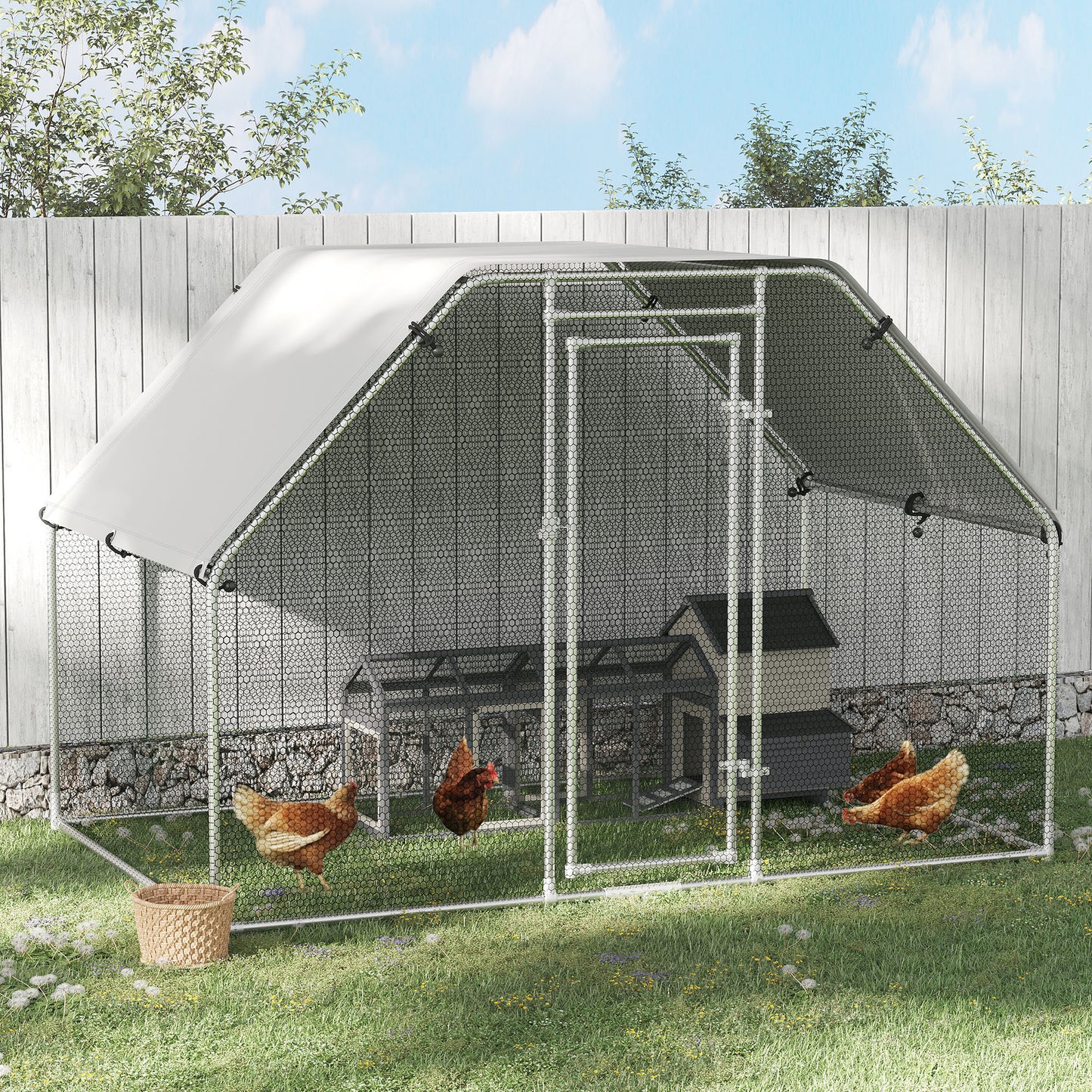 Pawhut Gallinero De Exterior 280x193,5x195 Cm Estructura De Metal Galvanizado_1
