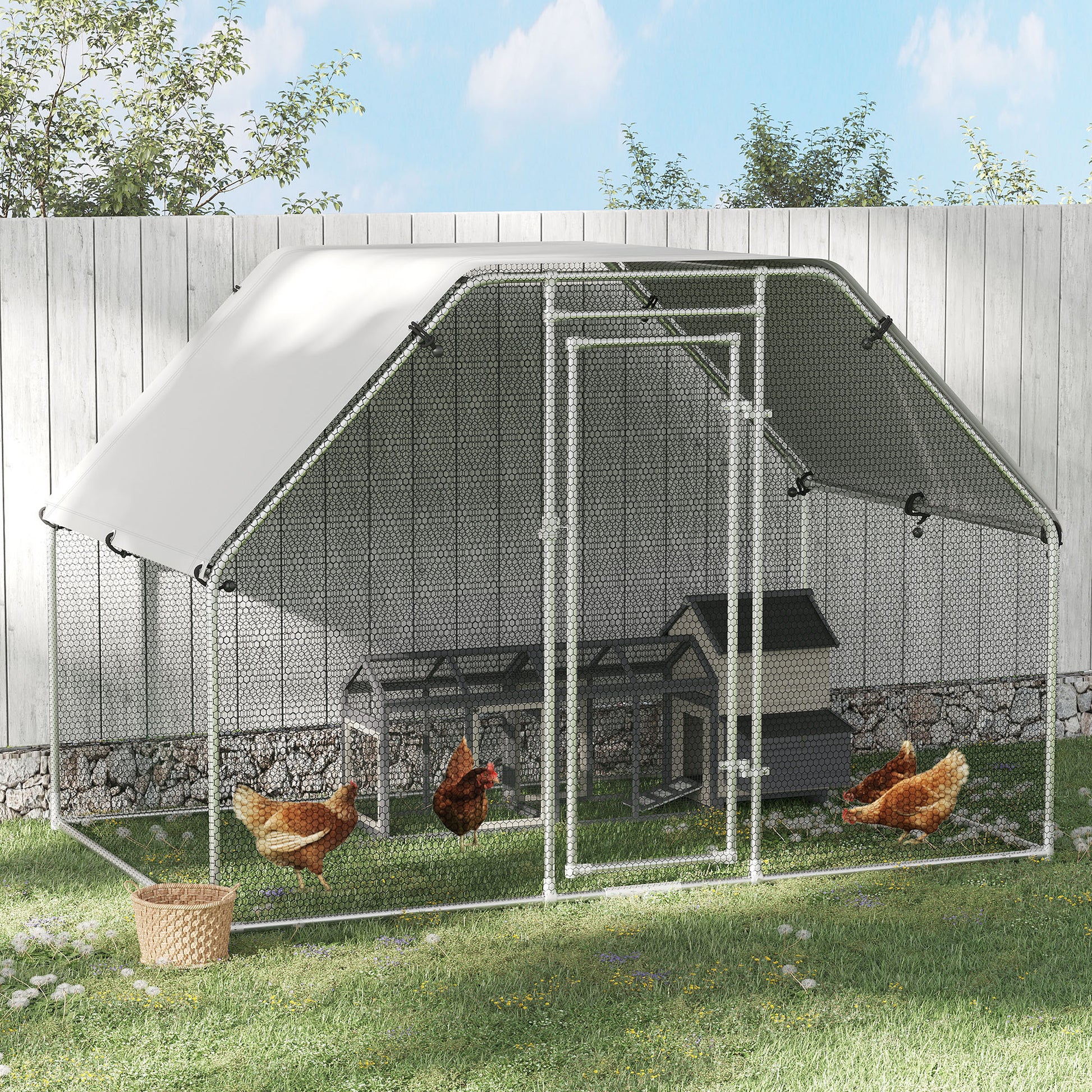 Pawhut Gallinero De Exterior 280x193,5x195 Cm Estructura De Metal Galvanizado_1