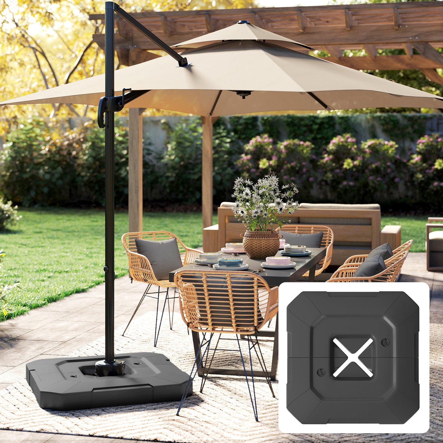 Outsunny Base Para Sombrilla 2 Piezas Rellenable Con Agua 80 Kg O Mezcla 105 Kg_1