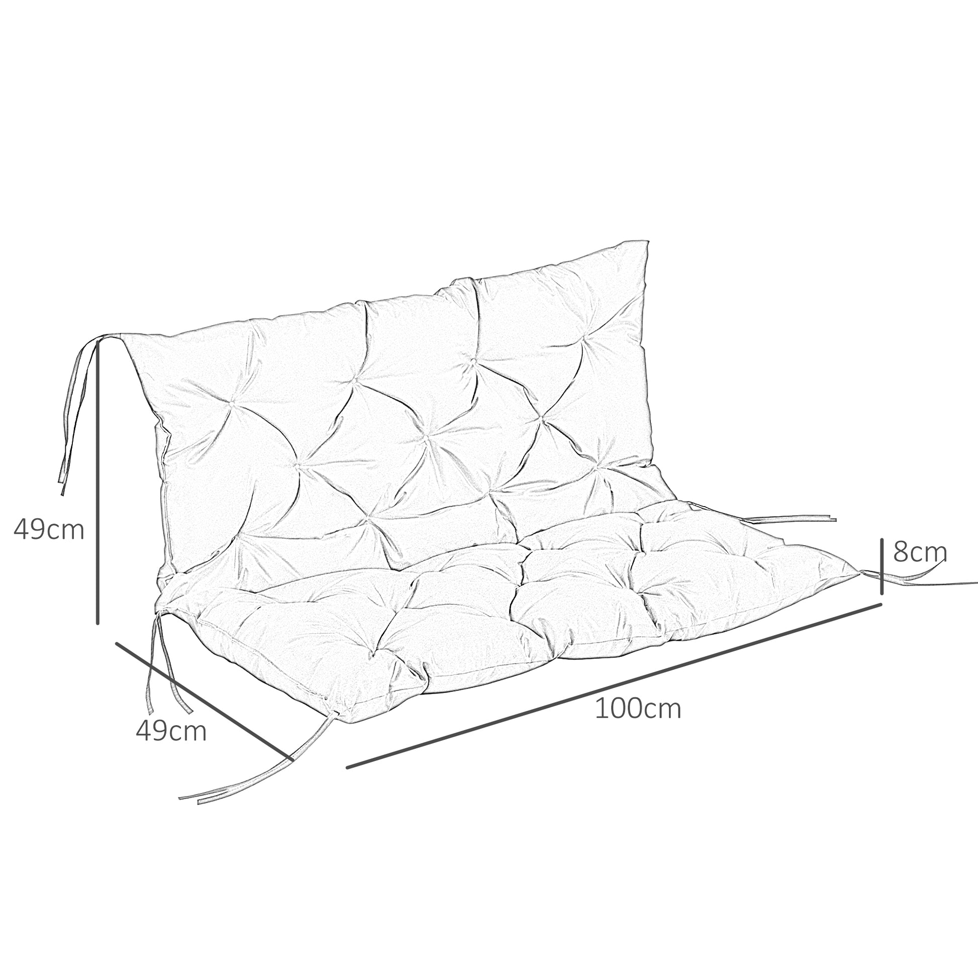 Outsunny Cojín Para Banco Con Respaldo De 2 Plazas 100x98x8 Cm Negro_2