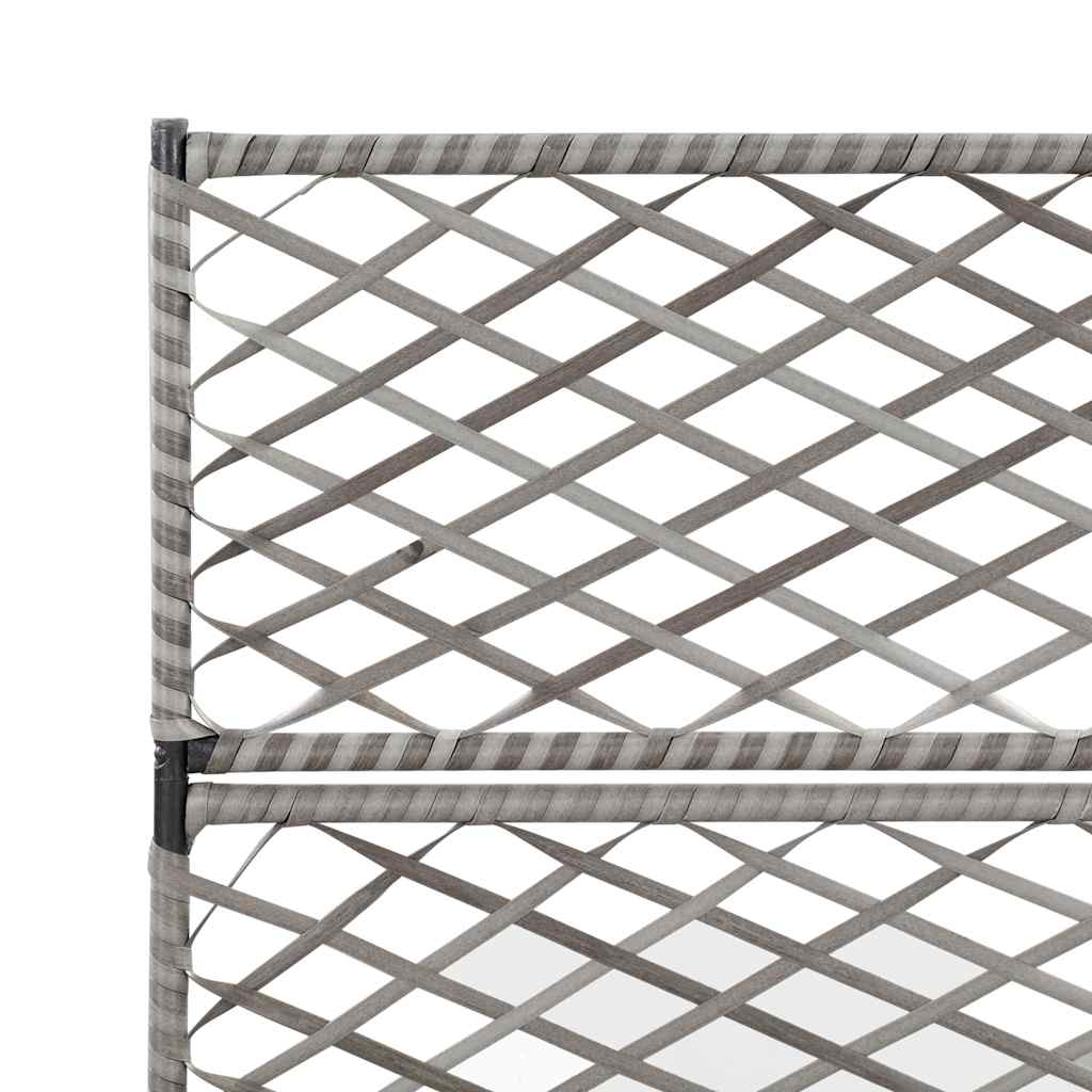 Enrejado Y Arriate 3 Macetas Ratán Sintético Gris 83x30x130 Cm_4