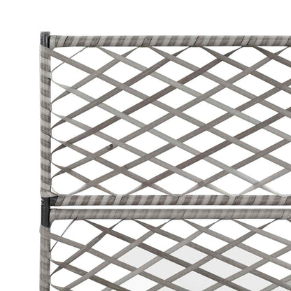 Enrejado Y Arriate 3 Macetas Ratán Sintético Gris 83x30x130 Cm_4