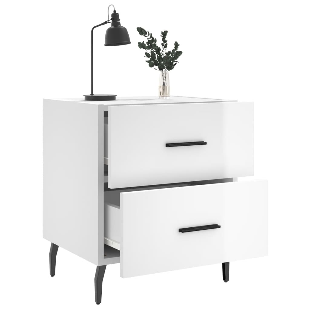 Mesita Noche 2 Uds Madera Ingeniería Blanco Brillo 40x35x47,5cm_2