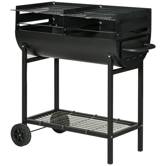 Barbacoa De Carbón Outsunny Negro 90x45x96 Cm Metal_0