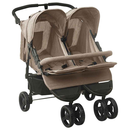 Vidaxl Carrito Para Gemelos De Acero Gris Taupe_0