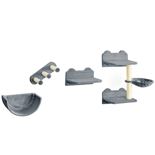 Pawhut Estante De Escalada Para Gatos De Pared Con Hamaca Nido Plataformas Gris_0