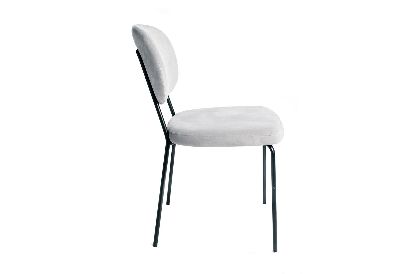 Juego De 4 Sillas Terciopelo Gris Ratón Industrial Pata De Metal 43x56x82cm - Muebles De Comedor_2