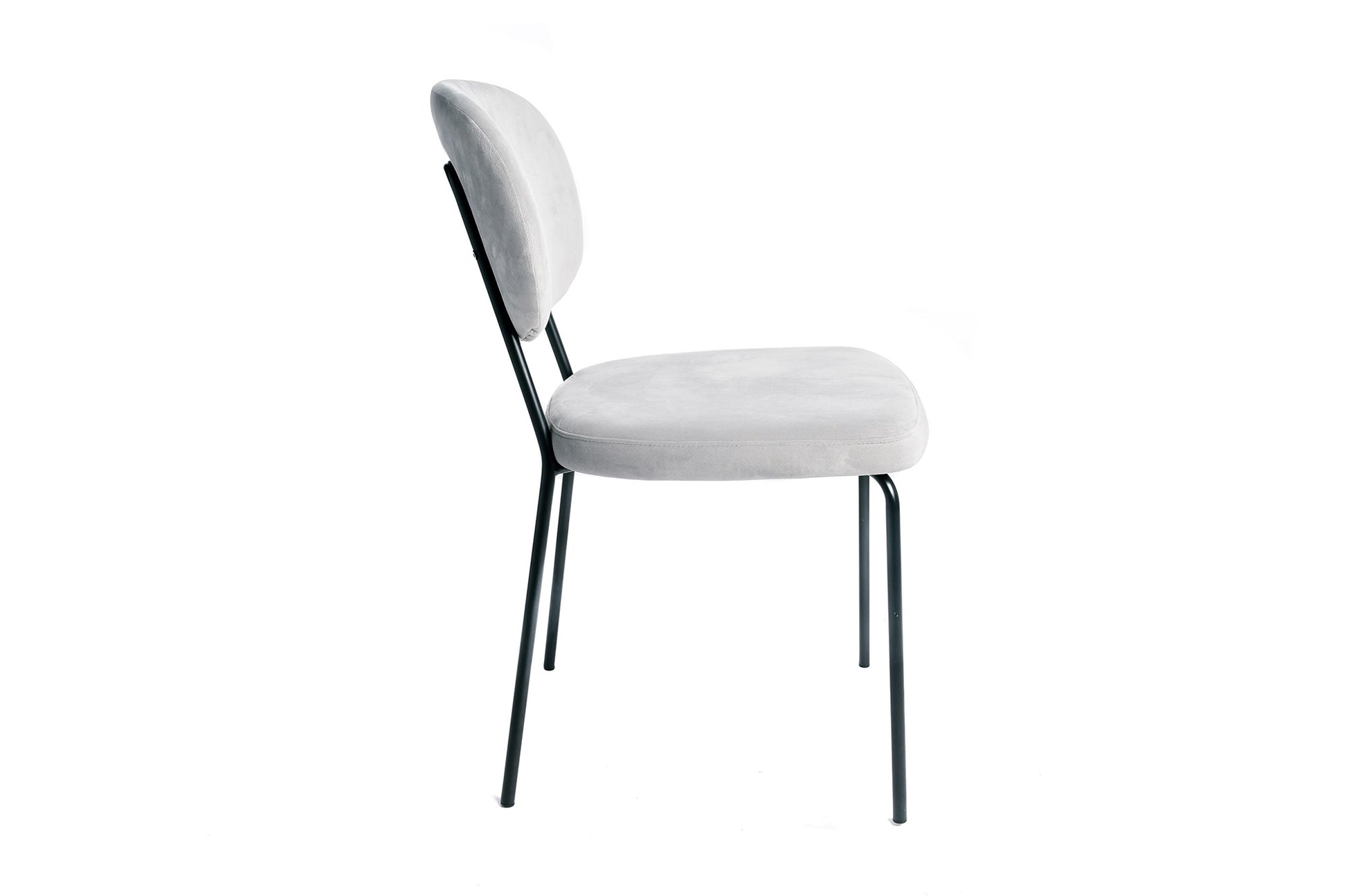 Juego De 4 Sillas Terciopelo Gris Ratón Industrial Pata De Metal 43x56x82cm - Muebles De Comedor_2