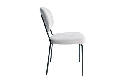Juego De 4 Sillas Terciopelo Gris Ratón Industrial Pata De Metal 43x56x82cm - Muebles De Comedor_2