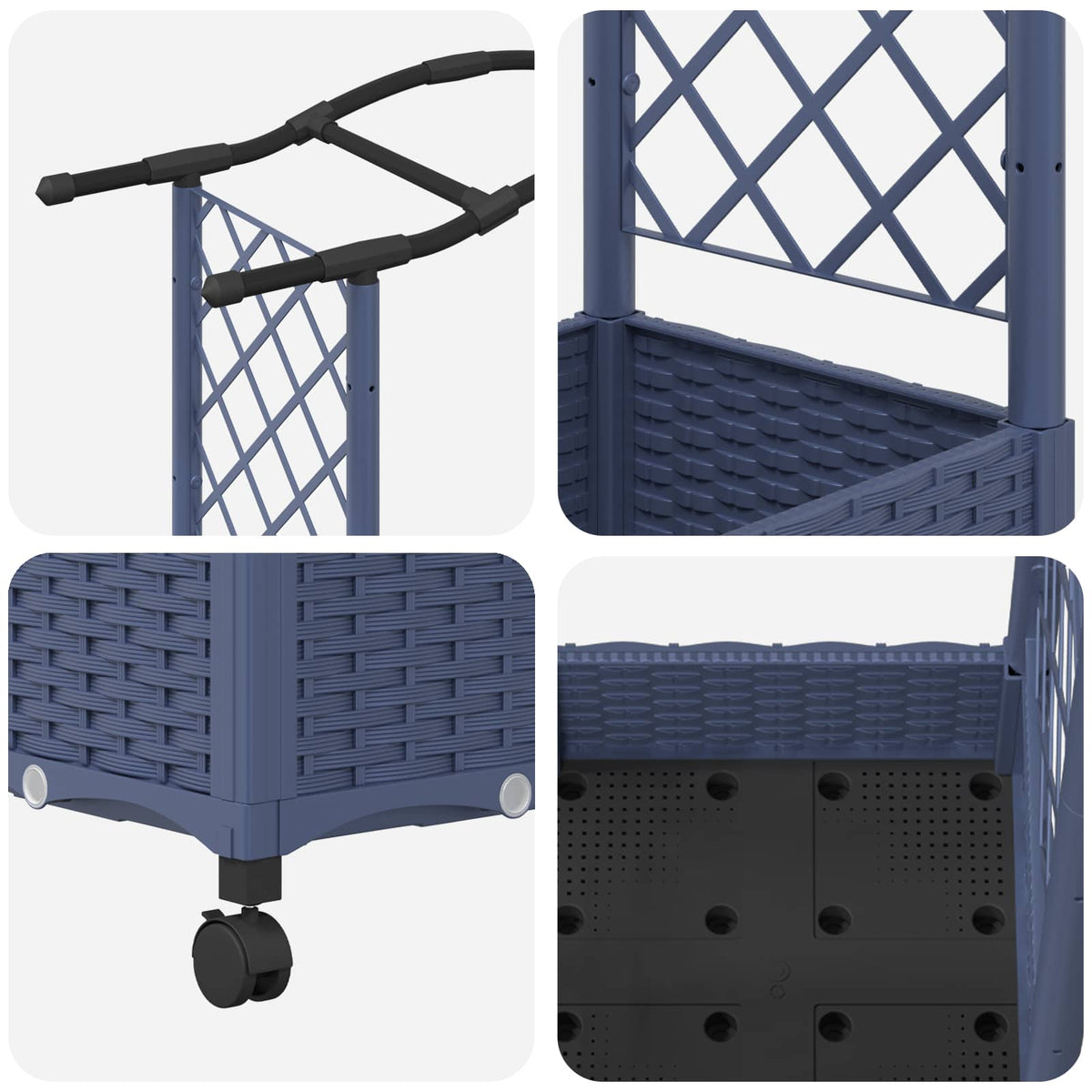 Cama Elevada Con Trellis Y Techo Gris 124 X 40 X 129 Cm Pp_5