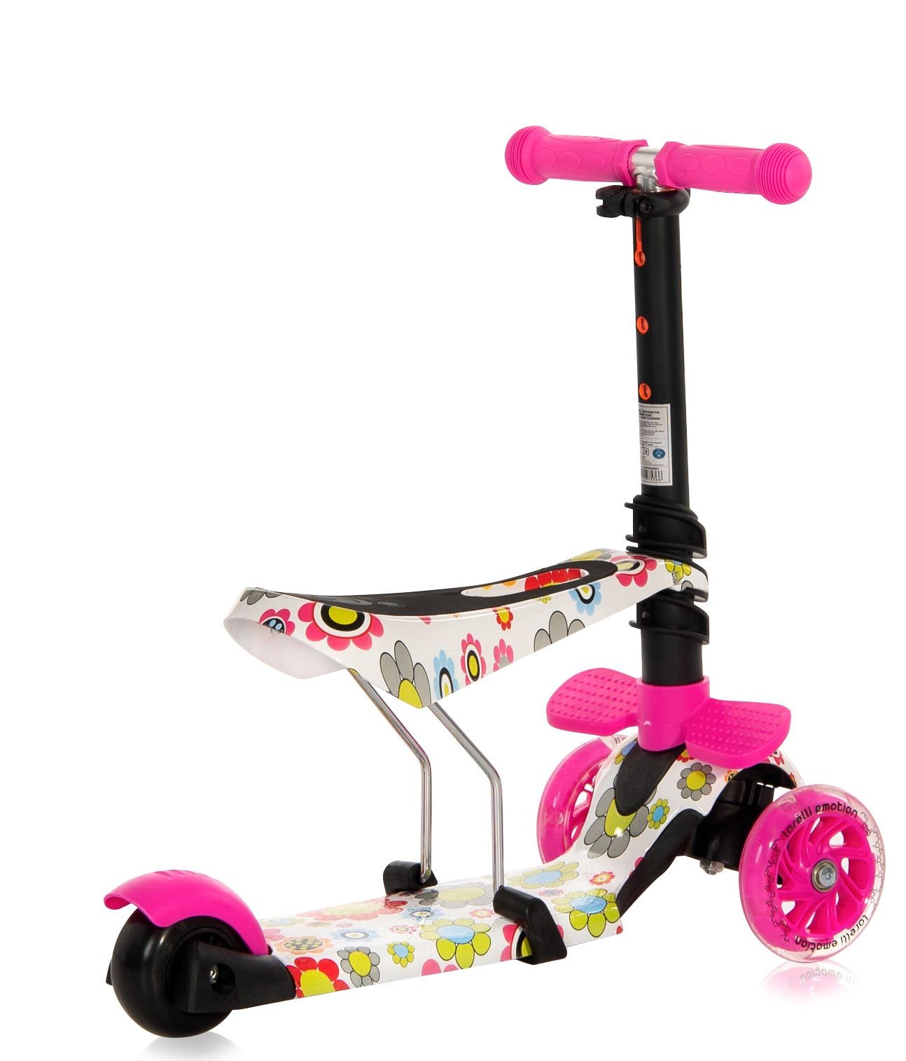 Patinete Infantil Con Asiento Y Respaldo Smart Plus Pink Flowers_2
