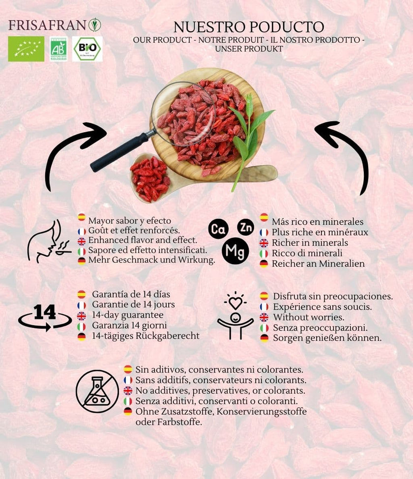 Bayas De Goji Deshidratadas Eco - Calidad Y Sabor | Frisafran 100 G_3