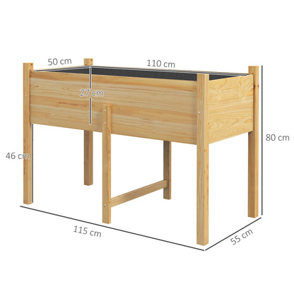 Mesa De Cultivo Outsunny Madera De Abeto Madera Natural 115x55x80 Cm_2