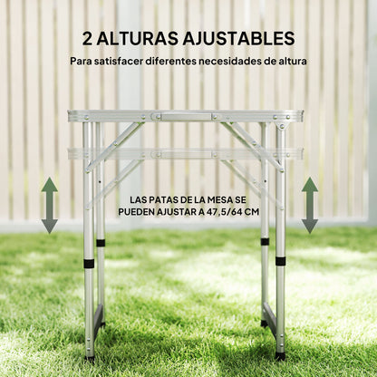 Outsunny Mesa Plegable Como Una Maleta Para Playa Camping 60x45x64cm Aluminio_5