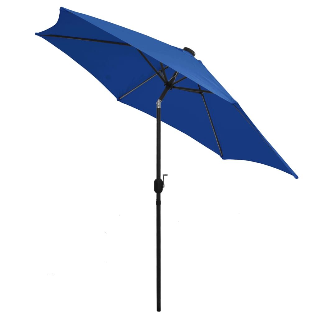 Vidaxl Sombrilla De Jardín Luces Led Palo De Aluminio Azul 300 Cm_1
