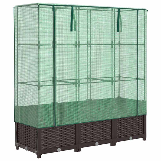 Arriate Con Cubierta Invernadero Aspecto Ratán 120x40x138 Cm_0