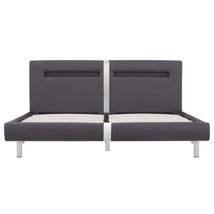 Estructura De Cama Con Led Sin Colchón Cuero Gris 180x200 Cm / Vetonek_4