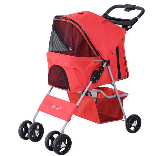 Pawhut Cochecito Mascotas Plegable Toldo Ajustable Tela Oxford 77x45x99,5cm Rojo_0