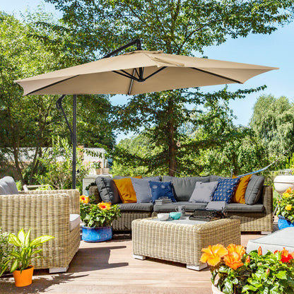 Outsunny Sombrilla Excéntrico Ø295x236 Cm Con Manivela Manual Protección Uv30+_1