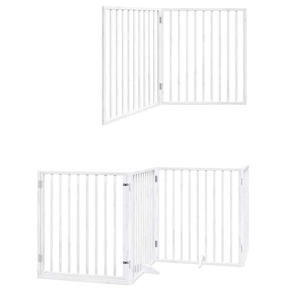Vidaxl Puerta De Perros Plegable 8 Paneles Madera Álamo Blanca 640 Cm_2