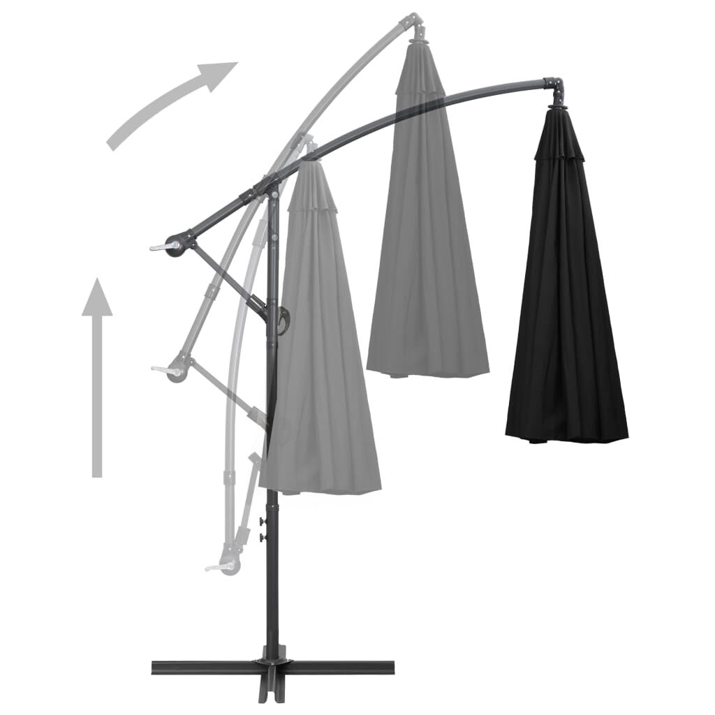 Vidaxl Sombrilla Colgante Con Palo De Aluminio Negra 3 M_3