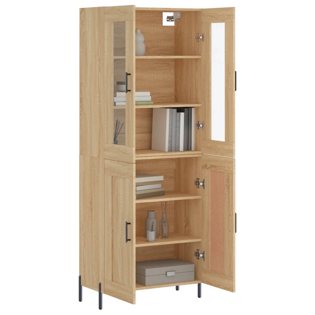 Aparador Alto Madera Contrachapada Color Roble 69,5x34x180 Cm_2