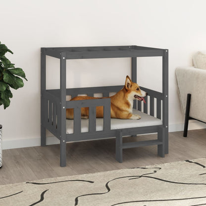 Vidaxl Cama Para Perros Madera Maciza De Pino Gris 95,5x73,5x90 Cm_1