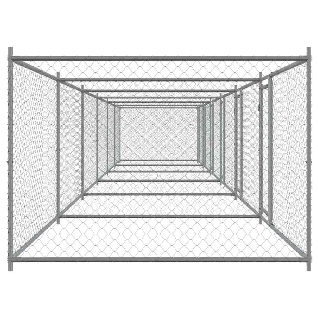 Jaula De Perros Con Puertas Acero Galvanizado Gris 12x2x1,5 M_4