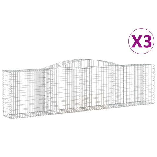 Cestas De Gaviones 3 Uds Forma De Arco Hierro 400x50x100/120 Cm_0