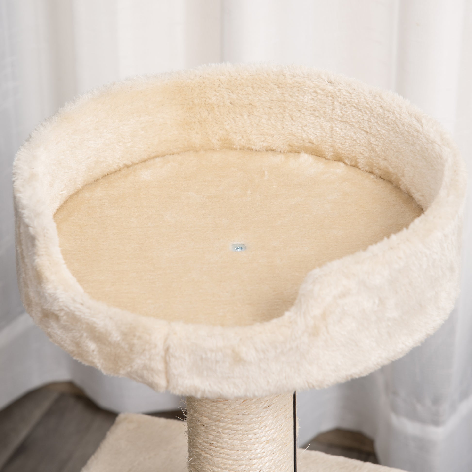 Pawhut Árbol Rascador Gatos Altura 69 Cm Con Cueva De Ratán Y Cama 36x36x69 Cm_3